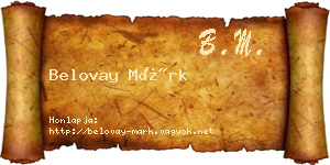 Belovay Márk névjegykártya